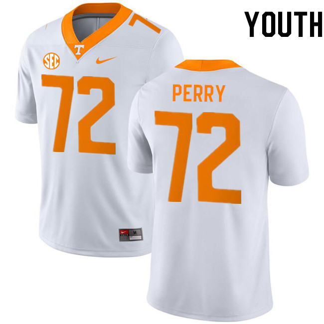 Youth #72 Jesse Perry Tennessee Volunteers College Football Jerseys Stitched-White